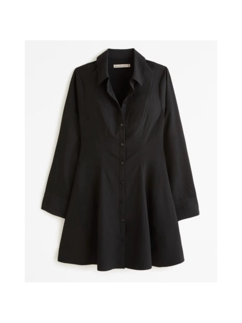 Black Abercrombie Button-Front Fit-and-Flare Shirt Dress